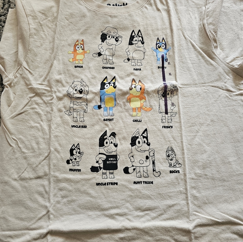 Bluey Family Character Tee in Cream New XXL New